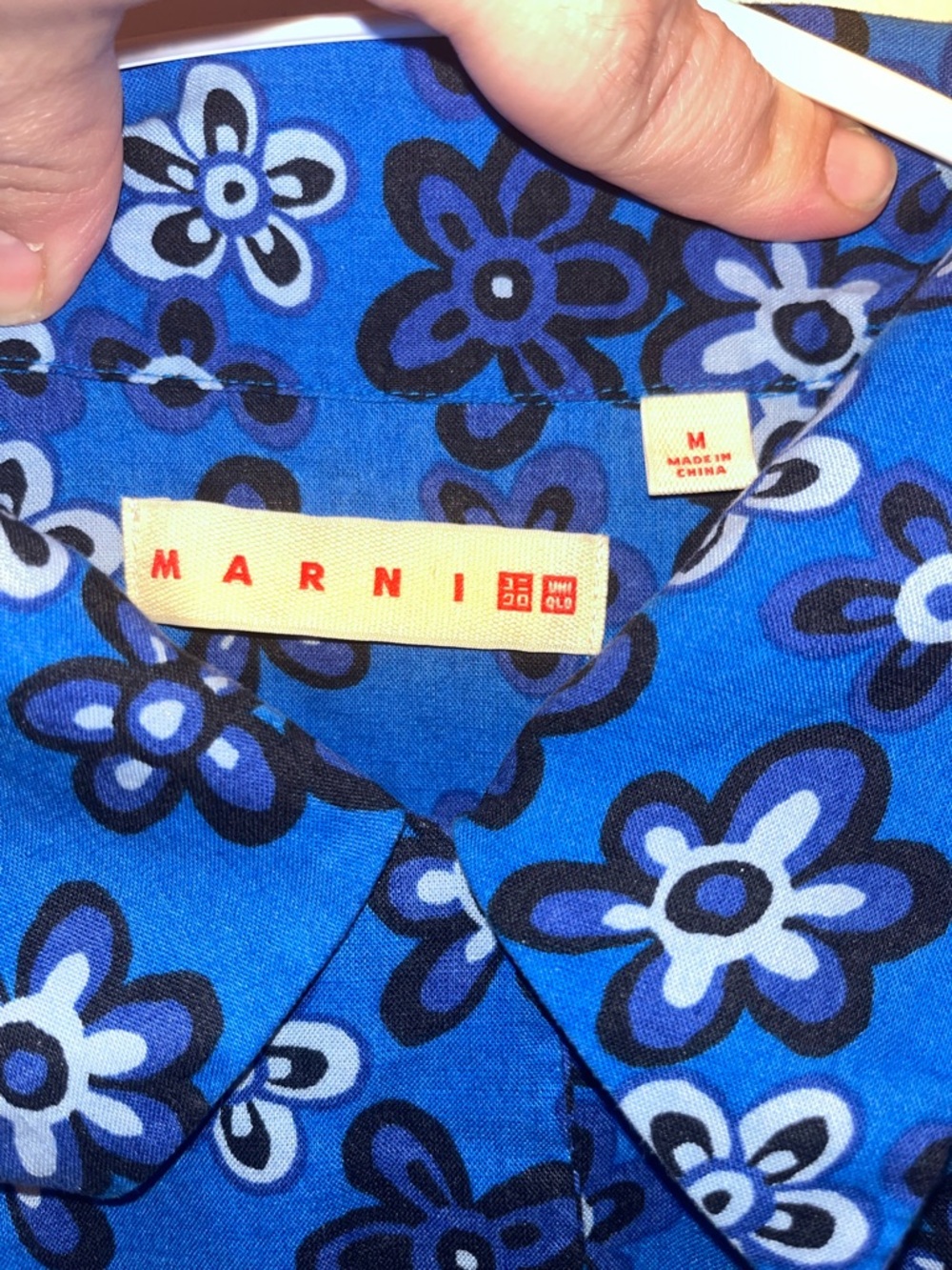 Marni x Uniqlo Collaboration Blue Floral Check Short Sleeve Dress Size M EUC - Picture 4 of 6